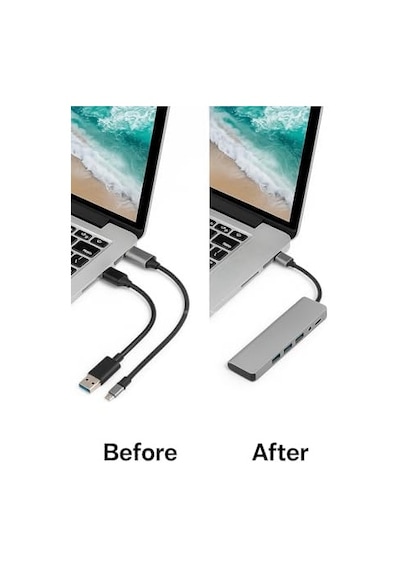 8 İn 1 Usb C Hub Çoklu Adaptör Usb 3.0 Ve Usb 2.0 Hub Tf Sd Kart Okuyucu 3.5mm Ses Çıkışı Power Delivery Destekli Macbook Pro Laptop Tablet Uyumlu