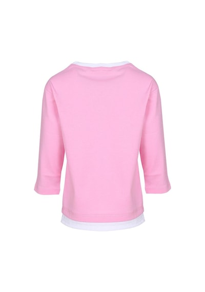 Luess Love Baskılı Garni Detaylı Uzun Kol Kız Çocuk T-shirt Pembe