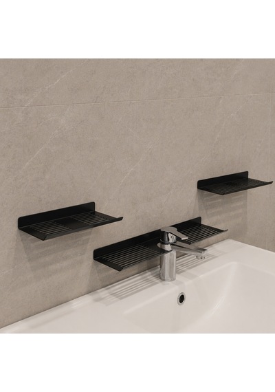 Hamton Linea Shelf Rfo - Mutfak Banyo Raf Organizeri - Siyah - Vidalı