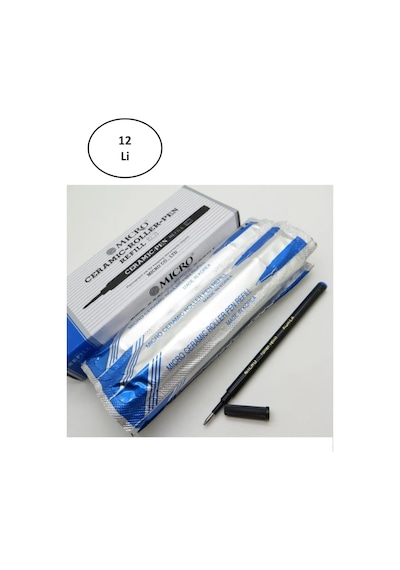 Mikro Micro Roller Kalem Yedeği Seramik Mavi 12'li