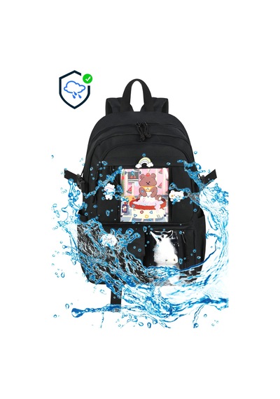 Waddell Kore Kawaii Tarzı Okul Sırt Çantası,günlük Sırt Çantası Termal Beslenme Çantası Ve Kalemlik Siyah