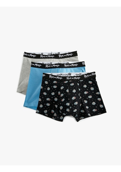 Koton Pamuklu 3'lü Lisanslı Rick And Morty Boxer Seti Siyah Desenli 5slm90013mk Siyah