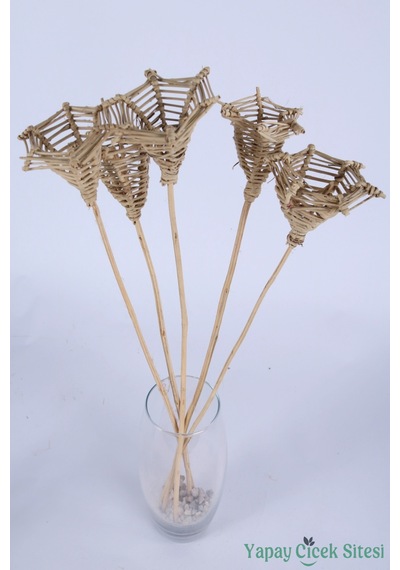 Yapay Çiçek Sitesi Rattan Altıgen Koni 60 Cm 5li Naturel