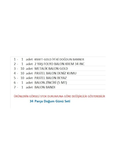 2 Yaş Kraft-gold, Deniz Kumu, Beyaz Temalı Doğum Günü Seti