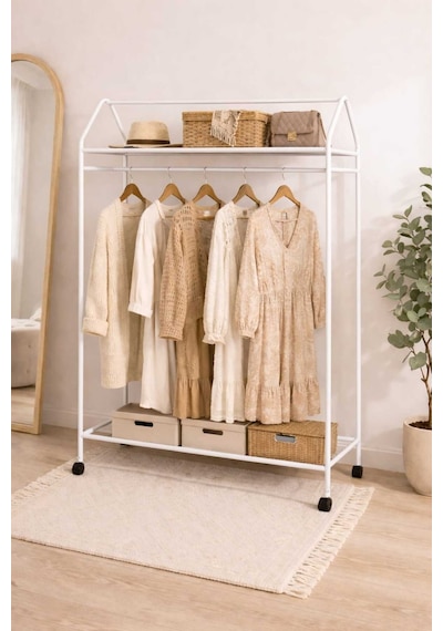 Metallica Concept Tekerlekli Home Hanger Askılık Ayaklı Askılık Beyaz