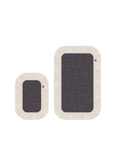 Banyo Paspası Takımı 70x110+50x70 Cm Dış Trikot Antrasit Gri & Krem