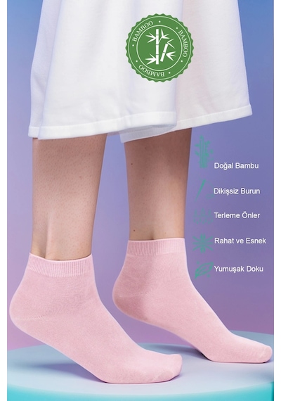 Meine Liebe Dikişsiz Bambu Kısa Çorap Pembe Pembe