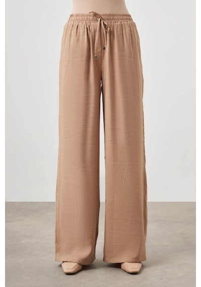 Mizalle Beli Lastikli Modal Bej Pantolon Bej