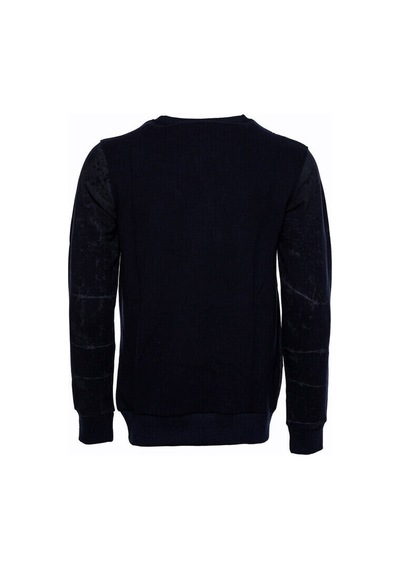 Lacivert Taşlı Desenli Sweatshirt - Wessi Siyah