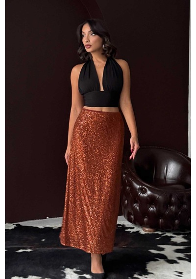 Verymoda Pullu Etek F1977 Kahve