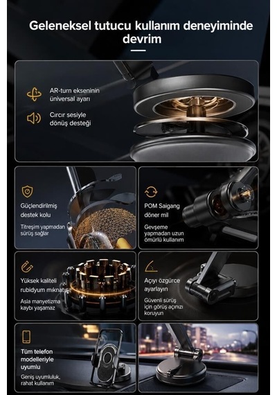 Premium Kompakt Stant Araç Gereci Oto Aksesuar Jx037 Siyah Telefon Tutucu Manyetik