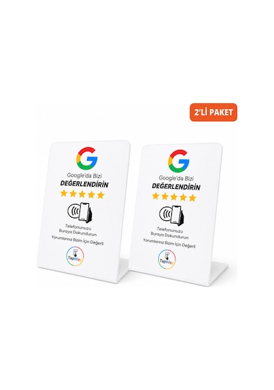 Tapway Premium Nfc Google Değerlendirme Standı 2 Li Paket