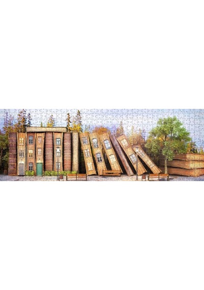 Nova Puzzle 1000 Parça Ağaç Hayattır/Kitap Sokağı Panoramik Puzzle