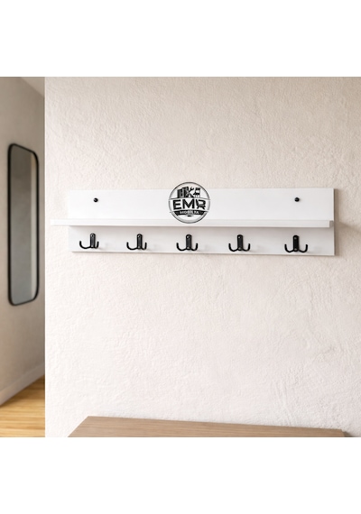 90 Cm 5 Kancalı Duvara Monte Askılık Beyaz