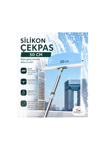 2'li Zemin Temizlik Seti - Su Püskürtmeli Spreyli Mop Paspas & 50 Cm Geniş Başlıklı Silikon Yer Çekçek 180 Döner
