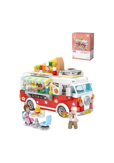 Mini Blok Yapım Seti, 490 Parça İle Pizza Kamyonu Tasarımı