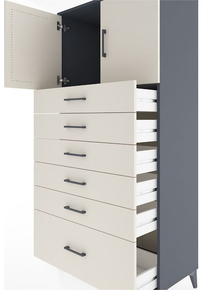 Hyperion Dolap Tek Raflı 6 Çekmeceli 2 Kapaklı 88x44x182 Antr... Antrasit