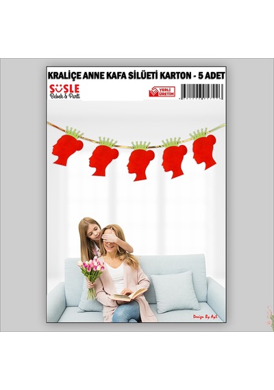 Kraliçe Anne Kafa Silüeti, Metalik Karton - 5 Adet
