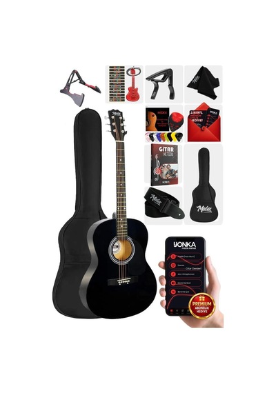 Midex Rg-550bk Pack Kaliteli Kesik Kasa Siyah 40 İnç Akustik Gitar Seti 4/4 Yetişkin