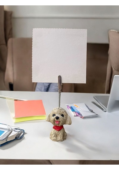 Kırmızı Fularlı Kawaii Sevimli Köpek Fotoğraf Not Tutucu Kırmızı
