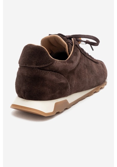 Luvishoes Brea Kahverengi Süet Hakiki Deri Boncuklu Kadın Günlük Sneaker Kahverengi