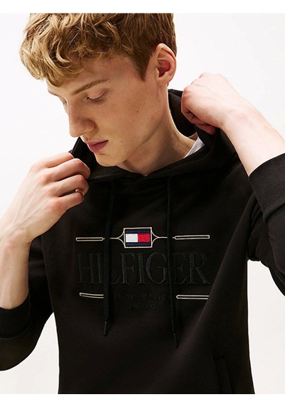 Tommy Hilfiger Icon Hılfıger Hoodıe Erkek Siyah Kazak Mw0mw39586bds Siyah