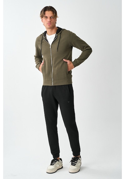Dechers Tech Fleece Double Face Kapüşonlu Erkek Eşofman Takım E213-14 Haki