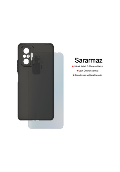 Redmi Note 10 Pro Uyumlu Süper İnce Mat Ultra Thin Silikon Kılıf Buzlu Siyah