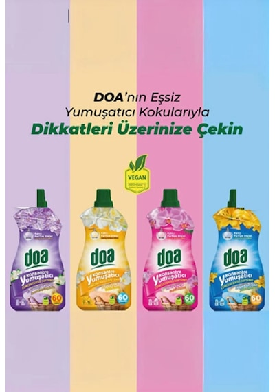 Doa Konsantre Çamaşır Yumuşatıcı Pudra Kokulu 60 Yıkama 1500 Ml X 4 Adet 4'lü Set