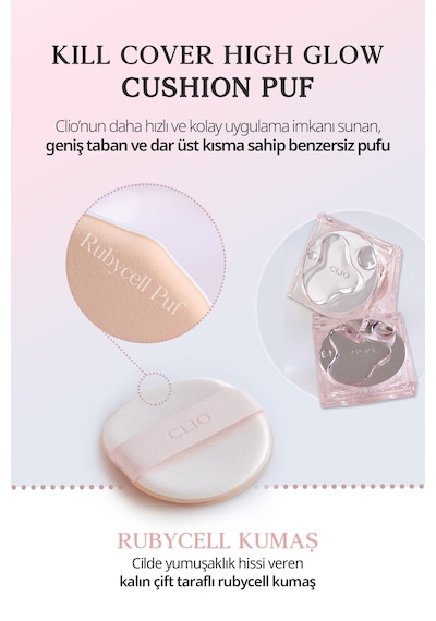 Hassas Uygulama Sağlayan Makyaj Pufu Clio Kill Cover High-glow Cushion Puff