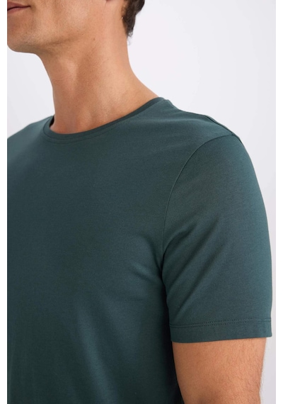DeFacto Slim Fit Dar Kesim Bisiklet Yaka Modal Karışımlı Pamuklu Basic Düz Kısa Kollu Tişört M6606AZ25SPGN536