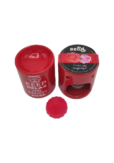 Keep Relax And Enjoy Rose Seramik Buhurdanlık ve Wax Mum