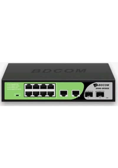 Bdcom S1500-8p2g2s 8 Port Gigabit Poe 2 Port Gigabit Rj45 2 Port Gigabit Sfp 90w Yönetilemez Poe Switch