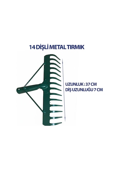 Profesyonel 14 Dişli Metal Tırmık Bahçe Ve Toprak Düzenleme İçin Dayanıklı Model