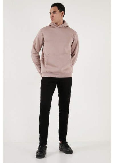 Buratti Regular Fit Kapüşonlu Kanguru Cepli Içi Tüylü Yumuşak Şardonlu Erkek Sweat 5905281 Gül