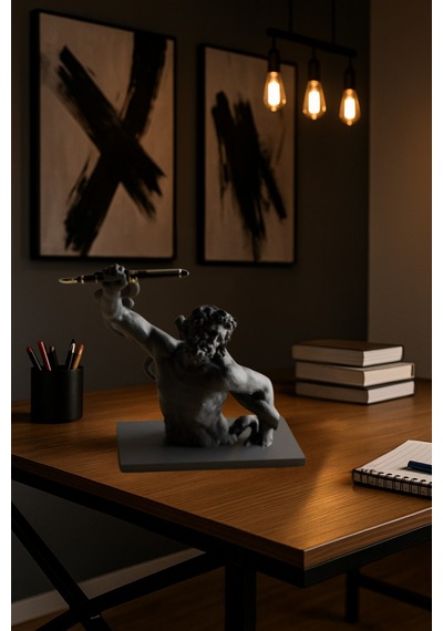 3d Dekoratif Antik Kalem Tutucu Heykel Avangard Ofis Masaüstü Aksesuar, Sanatsal Hediyelik 14x14 Cm