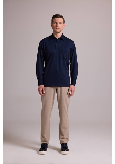 Ysf Erkek Lacivert Polo Yaka Sweatshirt