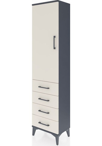 Arges Dolap Tek Raflı 4 Çekmeceli Tek Askılı 44x30x182 Antrasit-aytaşı Antrasit Arges Dolap Tek Raflı 4 Çekmeceli Tek Askılı 44x30x182 Antrasit-aytaşı Antrasit
