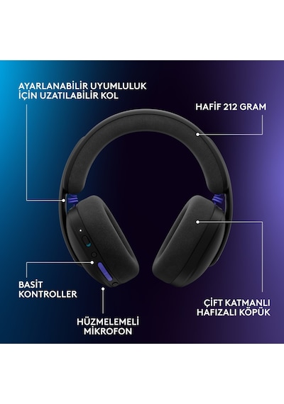 Logitech G325 Lıghtspeed Bluetooth Kablosuz Mikrofonlu Oyuncu Kulaklığı, Siyah