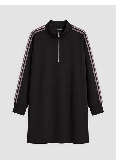 Lcw Everyday Siyah Şeritli Soft Touch Kadın Sweatshirt Tunik