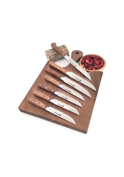 Sürlaz Meyve Sebze Ekmek Bıçak Seti 7 Parça Handmade Ahşap Sap