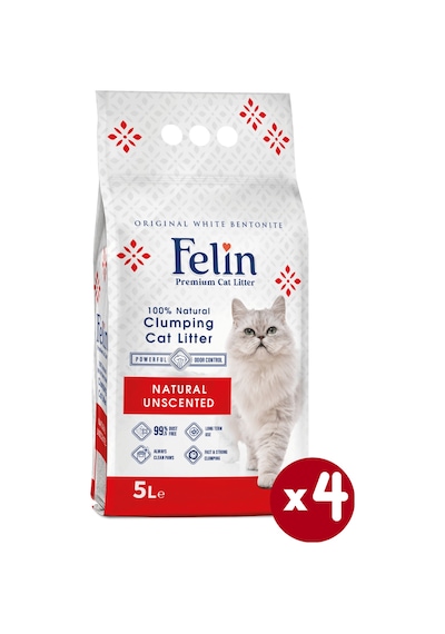 Felin Naturel Kokusuz Topaklaşan Bentonit Kedi Kumu 4 x 5 L