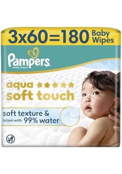 Aqua Soft Touch Bebek Islak Havlu 3 Paket 180 Yaprak