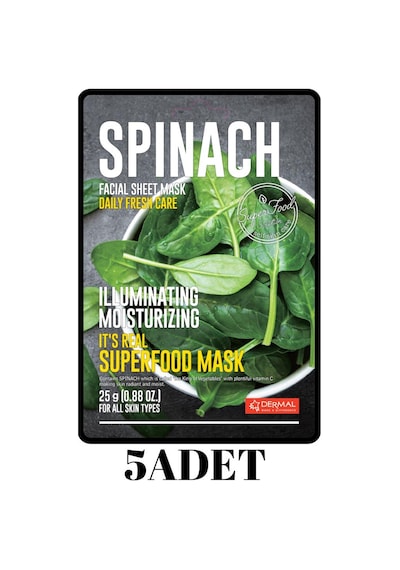 DERMAL Aydınlatıcı ve Nemlendirici Ispanak Maske X5 Adet