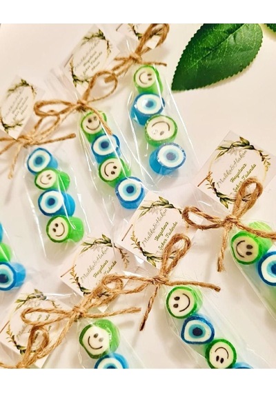 Yeşil Gülenyüz Desenli Doğum Günü, Babyshower, Düğün, Sünnet, Mevlüt, Yaş Günü Şekeri 100 Adet