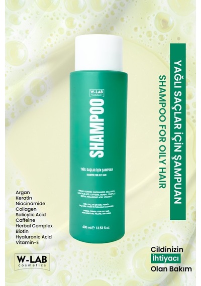 W-Lab Cosmetics Yağlı Saçlar İçin Şampuan 400 Ml