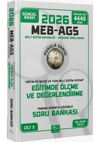 Cba Yayınları 2026 Meb-ags Eğitim Bilimleri Eğitimde Ölçme Ve Değerlendirme Soru Bankası Çözümlü Pusula Serisi Cba Yayınları