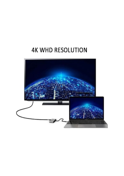 Type-C To Hdmi Vga Kombo Çevirici 4Kx2K Dönüştürücü Adaptör 4728