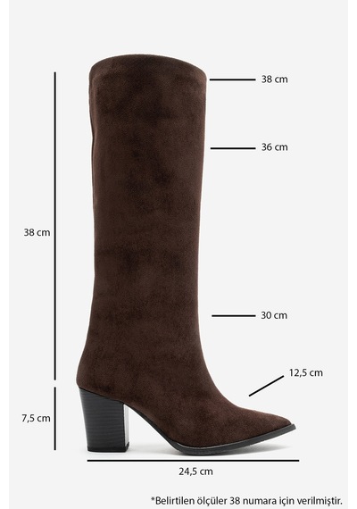 Luvi Shoes Moıra Kahverengi Süet Kadın Kalın Topuklu Çizme