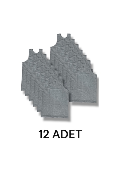 Askılı Erkek Atlet Pamuklu 12'li Paket Gri